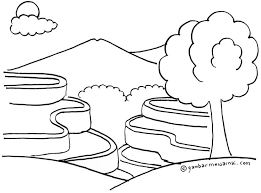 Cara menggambar pemandangan gunung dan sawah yang mudah | gambar pemandangan sawah yang gampang untuk pemula. Gambar Mewarnai Pemandangan Sawah Terasering Buku Mewarnai Halaman Mewarnai Bunga Sketsa