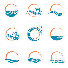 Abstract Collection Of Sun And Sea Icons Sea Logo Waves Logo Wave Illustration