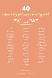 40 Unique Baby Girl Names Starting With V And W Names Starting Unique Girl Names Unique Girl Names Baby Girl Names