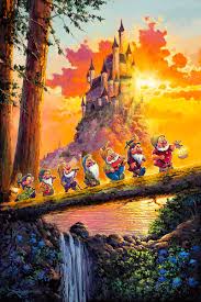 Snow White and the Seven Dwarfs Walt Disney Fine Art Rodel Gonzalez Signed  Limited Edition of 30 on Canvas "Castle on the Horizon" PREMIERE Edition