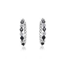 Black And White Diamond Hoop Earrings Elegant Black And White Diamond Hoop Earrings That Accent Any Outfit Formal Earrings Diamond Studs Diamond Hoops