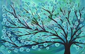 Teal Green Turquoise Abstract Tree Painting 30 X 20 Abstract Tree Painting Tree Painting Canvas Tree Art