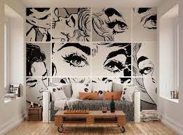 Black White Pop Art Wall Mural Self Adhesive Removable Etsy Pop Art Decor Art Decor Interior Art