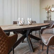 Sussex Oak Parquet Industrial Oval Dining Table Dining Room Table Centerpieces Dining Table Dinning Room Tables