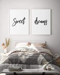 above bed sweet dreams wall art modern bedroom decor set of 2 prints nursery above crib art calligraphy printable b kid room decor minimalist nursery above bed