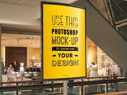 Including multiple different psd mockups like logo sign, window sign, advertisement, roll up and many more mockups. Free Ad Poster Mockup Inside Shopping Mall 2021 Daily Mockup
