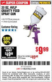 Central Pneumatic 20 Fl Oz Hvlp Gravity Feed Air Spray Gun For 9 99 Harbor Freight Coupons