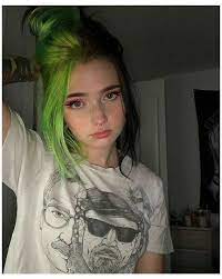 Black And Green Half Split Hair Color Halfsplithaircolor Split Hair Hair Styles Dyed Hair Green Hair