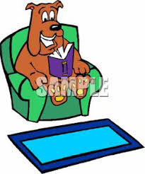 Maybe you would like to learn more about one of these? Dog Sitting In An Easy Chair Reading A Book Royalty Free Clipart Picture