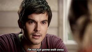 Pretty Little Liars 5.24 "I'm A Good Girl, I Am" Caleb: "I love you, Hanna.  And I'm... I'm not just gonna walk away. I'm not...