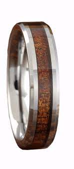 The Silver Yooper 5mm Silver Tungsten Wood Ring Wood Rings Koa Wood Ring Wood Wedding Ring