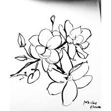 Monochrome pencil drawing sketch of flower. Drawing Jasmine Flower Drawing Easy For Kids