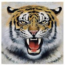 Trademark Fine Art Tiger Portrait 2 Acrylic Painting Print On Wrapped Canvas Size 18 H X 18 W X 2 D Tiger Art Trademark Fine Art Tiger