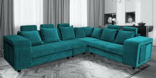 'corner sofas help determine the layout of your living room and can quickly become the focal point. Buy Amanda Corner Sofa In Turquoise Colour By Primrose Online Contemporary Corner Sofas Sectional Sofas Furniture Pepperfry Product