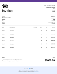Auto Repair Invoice Template Wave Invoicing