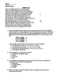 Maybe you would like to learn more about one of these? Shakespeare Sonnet 18 State Exam Practice By Amanda Watson Tpt