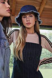 Raw Edge Denim Bucket Hat Denim Bucket Hat Boho Chic Hats Outfits With Hats