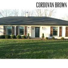 Wood Shutters Rustic Exterior Cedar Shutters Shaker Style Brick Exterior House Painted Brick House Ranch House Exterior