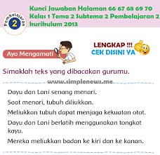 Pada pembahasan materi pembelajaran kelas 6 tema 8 bumiku subtema 2 bumiku dan musimnya siswa harus menyelesaikan tugas secara mandiri setiap soal tematik yang ada pada buku siswa tematik kelas 6 ini. Lengkap Kunci Jawaban Halaman 66 67 68 69 70 Kelas 1 Tema 2 Subtema 2 Pembelajaran 2 Kurikulum 2013 Simple News Kunci Jawaban Lengkap Terbaru
