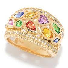 Effy Watercolors 14k Gold 2 44ctw Multi Gemstone Diamond Band Ring On Sale At Shophq Com Gemstone Diamond Band Diamond Rings Bands Diamond Bands