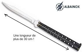Grand Balisong 32cm Noir Couteau Papillon Couteaux Balisongs Couteau Papillon Couteau Papillon