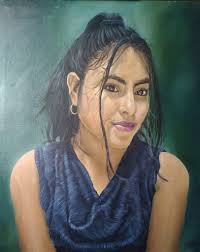 Una de mis obras . TÍTULO .Ojos llenos de luz MEDIDAS . 54 por 65 ctm.  TÉCNICA . Óleo sobre lienzo.