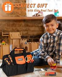 Amazon.com: INCLY 24 PCS Kids Real Tool Set with Tool Bag, Boys Small Real  Hand Tools Kit, Children Construction Learning Tools Hammer Screwdriver for  Home DIY Building and Woodworking : Toys &