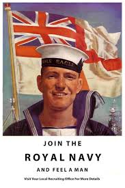 Reprint Of A 1960s British Royal Navy Recruiting Poster Join The Navy And Feel A Man Royal Navy Ships Royal Navy Uniform Royal Navy