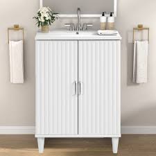 Ebern Designs Mateer 24'' Free Standing Single Bathroom Vanity with Ceramic  Top