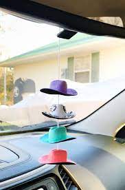Painted Cowboy Hats Car Miror Decor Jeep Decor Girls Day Activity Tiktok Ideas Coral Car Interior Decor Cool Car Accessories Cute Car Accessories