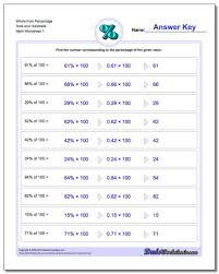 Whole From Percentage Tens And Hundreds Worksheet Percentages Worksheet Fractions Worksheets Percentages Math Basic Math Worksheets