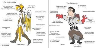 Virgin Mercy Vs Chad Medic Games Teamfortress2 Steam Tf2 Steamnewrelease Gaming Valve Team Fortress 2 Team Fortress 2 Medic Tf2 Memes