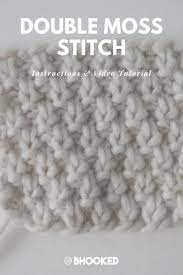 Knit Double Moss Stitch Step By Step Tutorial With Instructions Knit Stitches For Beginners Moss Stitch Types Of Knitting Stitches