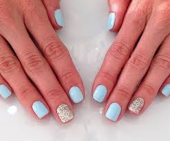 Baby Blue And White Glitter Accent Baby Blue Nails Blue Glitter Nails Baby Blue Nails With Glitter