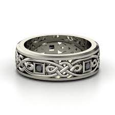 Sterling Silver Ring With Black Diamond Alhambra Knot Band Gemvara Mens White Gold Rings White Gold Rings Sterling Silver Mens