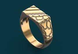 $100 dollar bill 10k yellow gold mens ring. 3d Printable Model Mens Nugget Pinky Ring Cgtrader