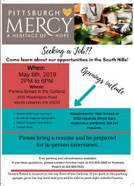 Pittsburgh Mercy South Hills Job Fair Pittsburgh Mercy