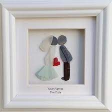 Wedding Pebble Art Bride Groom Sea Glass Cornish Pebble Pebble Art Sea Glass Crafts Sea Glass Art