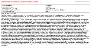 Loss Prevention Manager Cover Letter