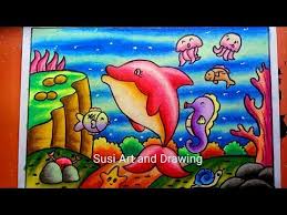 Cara Menggambar Dan Mewarnai Pemandangan Alam Bawah Laut Dengan Gradasi Drawing Scenery Youtube Cara Menggambar Lukisan Pemandangan Kota Pelajaran Seni