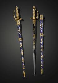 A Rare Jewelled And Canton Enamelled Gilt Decorated Sword And Basse Taille Scabbard With Gold Foils Qing Dynasty Jiaqing Sword Qing Dynasty Weapon Concept Art