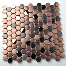 Black And Gold Floor Tiles Hexagon Stainless Steel Brushed Mosaic Tile Bronze Copper Color Black Bathroom Shower Floor Tiles Tstmbt021 Shower Floor Tile Penny Tile Backsplash Shower Floor