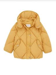 Zara Unisex Lined Puffer Jacket Ocher 13 14 Years 64 6 Inches Puffer Coat Custom Leather Jackets Puffer Coat With Hood