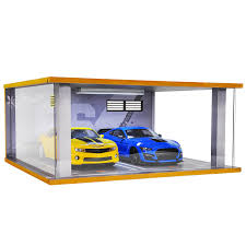 cxiiuui 118 Scale Display Case Car Garage Moldel with LED Light and  Acrylic Cover Wooden Diecast Car Show Case 2 Parking Spaces Grey :  Amazon.co.uk: Toys & Games