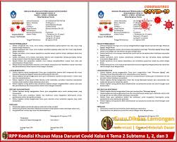 Laman untuk akses kurikulum darurat kemendikbud. Rpp Kondisi Khusus Masa Darurat Covid Kelas 4 Tema 2 Subtema 1 2 Dan 3