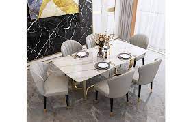 In this case, it is best to opt for a design that comes a simple but modern dining table combines perfectly with the master dining chairs, another great creation by philippe starck. Modern White Carrara Marble Design Ceramic Dining Table 6 Chaires Furniture