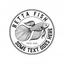 Hand Drawn Rustic Betta Fish Badge Logo In 2020 Betta Fish Betta Fish Logo