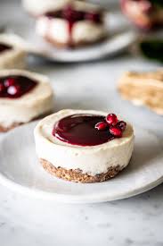 No Bake Vegan Vanilla Bean Pomegranate Mini Cheesecakes Recipe Mini Cheesecakes Vegan Christmas Desserts Raw Vegan Cake