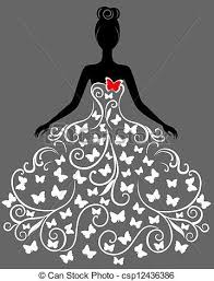 Black And White Silhouette Dress Clipart Vector Silhouette Of Young Woman In Dress Csp12436386 Dress Vector Silhouette Silhouette Art
