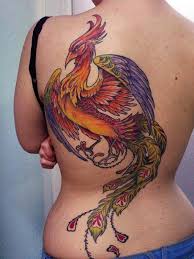 Colorful Simurg Tattoo On Back Dovme Kus Dovmeleri Anka Kusu Dovmeleri